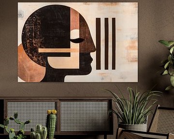 Geometric portrait in earth tones by Poster Art Shop
