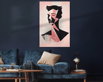 Geometric portrait in pastel colours by Poster Art Shop