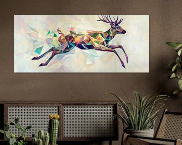 Biche géométrique aux facettes colorées sur Poster Art Shop