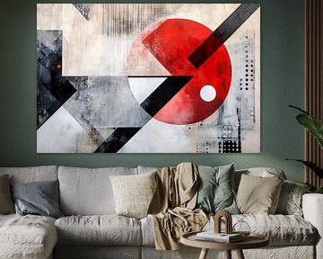 Geometric play in red and black by Poster Art Shop