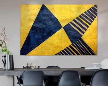 Geometric play in blue and yellow by Poster Art Shop