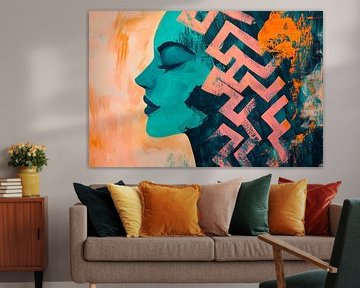 Facial information in coloured lines by Poster Art Shop