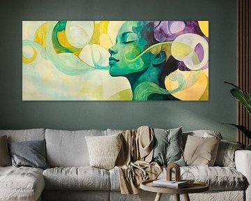 Portrait vert d'une femme qui rêve sur Poster Art Shop
