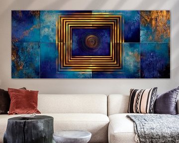 Golden texture in deep blue by Poster Art Shop