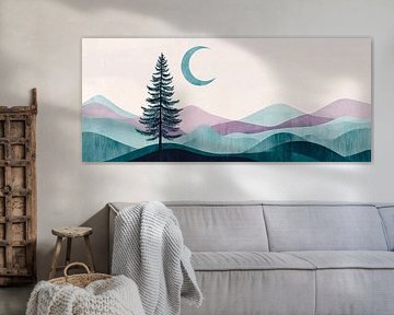 Harmonious landscape with moon and tree by Poster Art Shop
