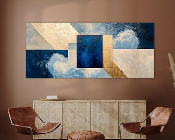 Harmony of blue and gold - Abstract composition by Poster Art Shop