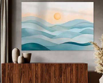 Harmonious wave landscape with sun by Poster Art Shop