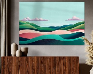 Harmonische Wellenlandschaft in sanften Farben von Poster Art Shop