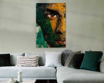 Intense gaze - Colourful portrait painting by Poster Art Shop