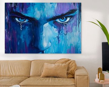 Intense eyes in blue melancholy by Poster Art Shop