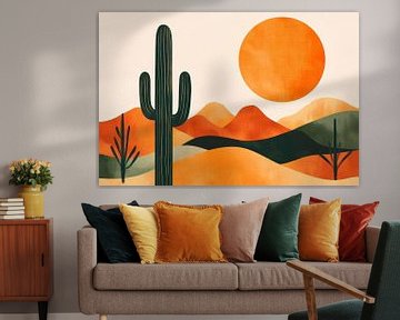 Cactuslandschap in een warme kleurtint van Poster Art Shop