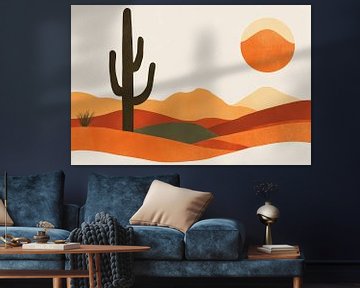 Cactuslandschap bij zonsondergang van Poster Art Shop