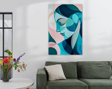 Cool elegance: abstract portrait in blue by Poster Art Shop