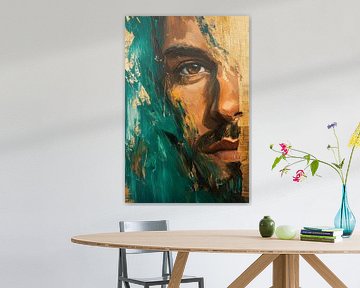 Artistic portrait with golden accents by Poster Art Shop