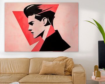 Krachtig profielportret in rood en zwart van Poster Art Shop