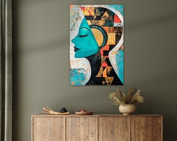 Creative portrait of a woman in bright colours by Poster Art Shop