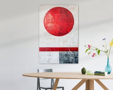 Kreis und Linien in strahlendem Rot von Poster Art Shop