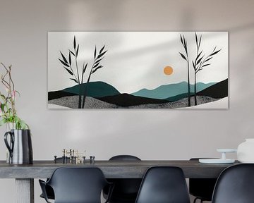 Landscape with sunset and grasses by Poster Art Shop