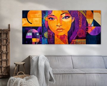 Lively portrait collage in warm colours by Poster Art Shop