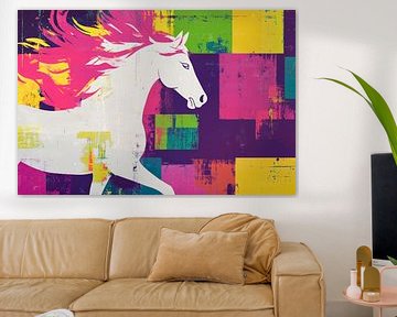 Levendig paard in kleurrijke pop-artstijl van Poster Art Shop