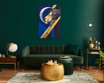 Lion portrait in geometric style by Poster Art Shop