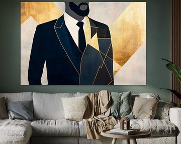 Männliches Portrait in Gold und Schwarz von Poster Art Shop