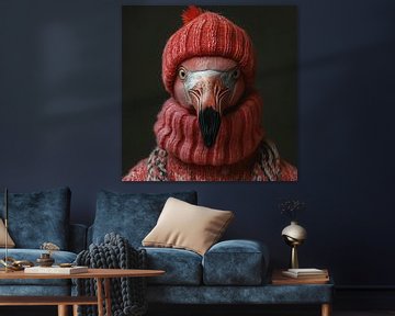 Flamingo gekleed voor de winter van Ton Kuijpers