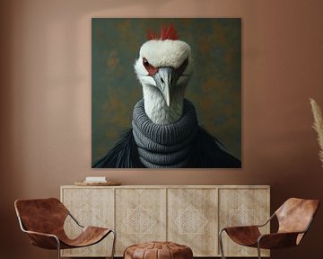 Kraanvogel gekleed voor de winter van Ton Kuijpers