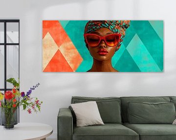 Modern portrait art with a play of colours by Poster Art Shop