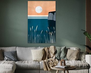 Moonlight over still water - Minimalist by Poster Art Shop