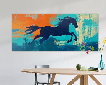Horse jumping - Abstract colour composition by Poster Art Shop