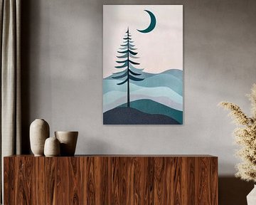 Night landscape with stylised tree by Poster Art Shop