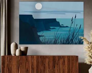 Night landscape with moonlight and coast by Poster Art Shop