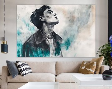 Doordacht portret in zachte tinten van Poster Art Shop