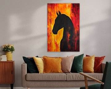 Horse head in fire colour accent by Poster Art Shop