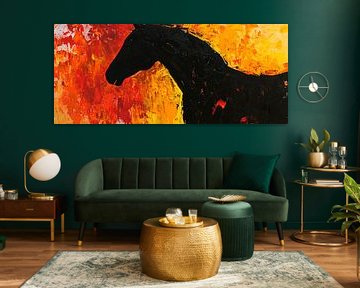 Horse silhouette against a fiery background by Poster Art Shop