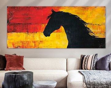 Pferdesilhouette vor buntem Hintergrund von Poster Art Shop