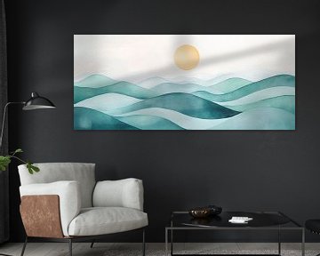 Zachte heuvels in het ochtendlicht - aquarelstijl van Poster Art Shop