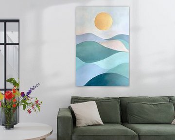 Zachte heuvels onder gouden zonlicht van Poster Art Shop