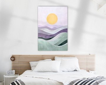 Zachte heuvels onder geel zonlicht van Poster Art Shop