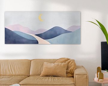 Des collines douces sous une lune lumineuse sur Poster Art Shop