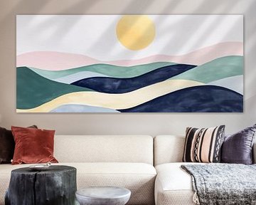 Zachte heuvels onder een stralende zon van Poster Art Shop