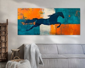 Black and blue horse in a play of colours by Poster Art Shop