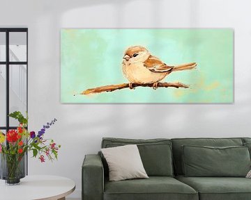 Cute sparrow on branch - watercolour style by Poster Art Shop