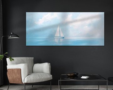 Voilier aux douces couleurs de la brume sur Poster Art Shop