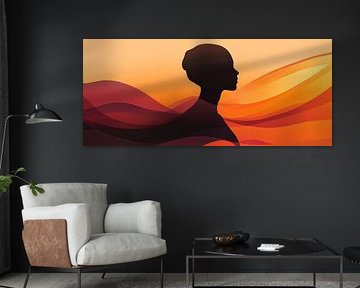 Silhouet van een vrouw in zachte kleuren van Poster Art Shop
