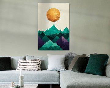 Sun over geometric mountains by Poster Art Shop