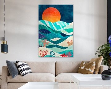 Sunset over a colourful coral reef by Poster Art Shop