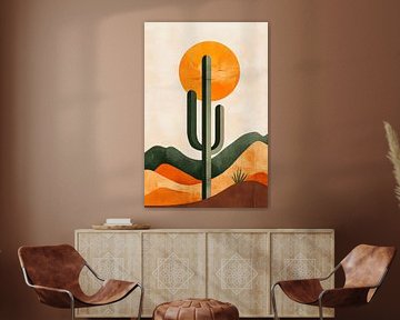 Sonnenuntergang über einem Kaktus – Abstrakt von Poster Art Shop