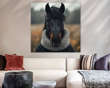 Pferd für den Winter gekleidet